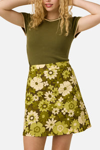 Princess Highway - Twiggy Floral Mini Skirt - olive-green