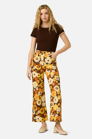 Princess Highway - Twiggy Floral Flare Jeans - golden-brown