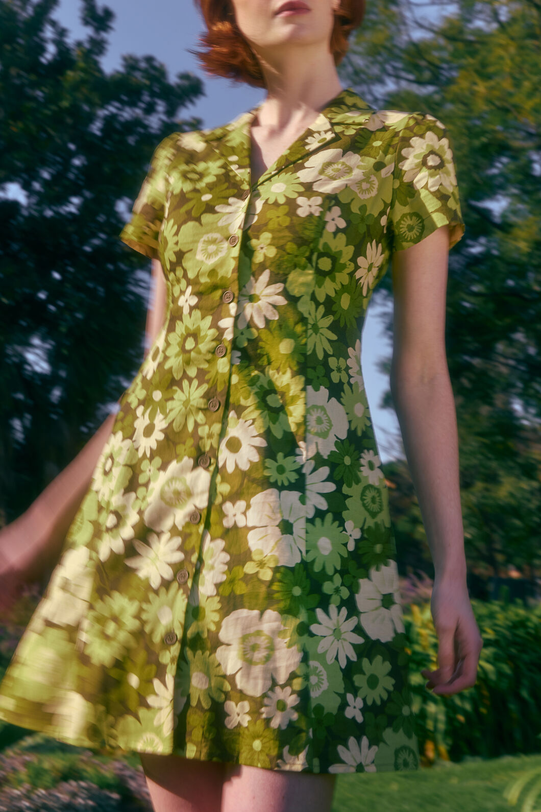 Princess Highway - Twiggy Floral Shirt Dress - olive-green