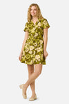 Princess Highway - Twiggy Floral Shirt Dress - olive-green