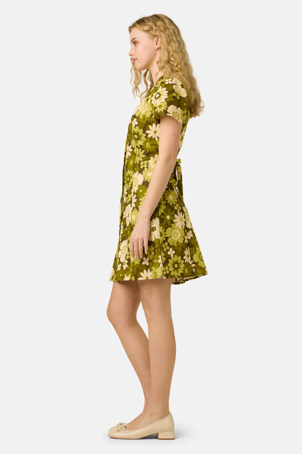 Princess Highway - Twiggy Floral Shirt Dress - olive-green