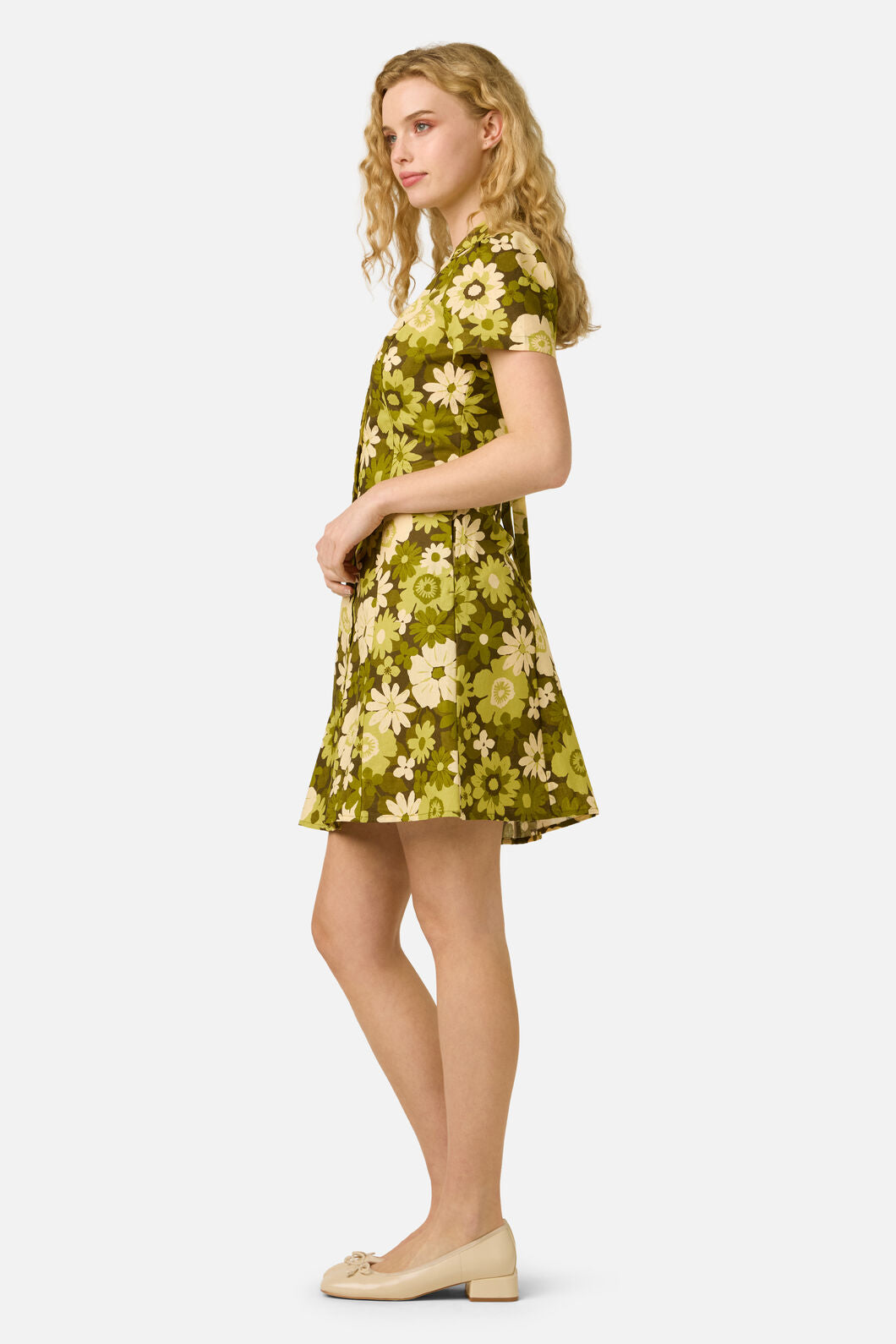 Princess Highway - Twiggy Floral Shirt Dress - olive-green