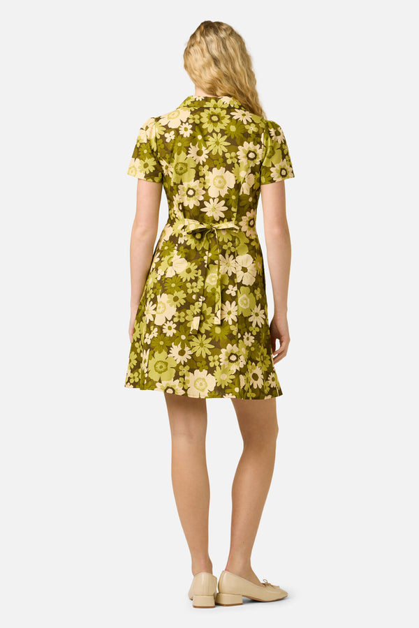 Princess Highway - Twiggy Floral Shirt Dress - olive-green