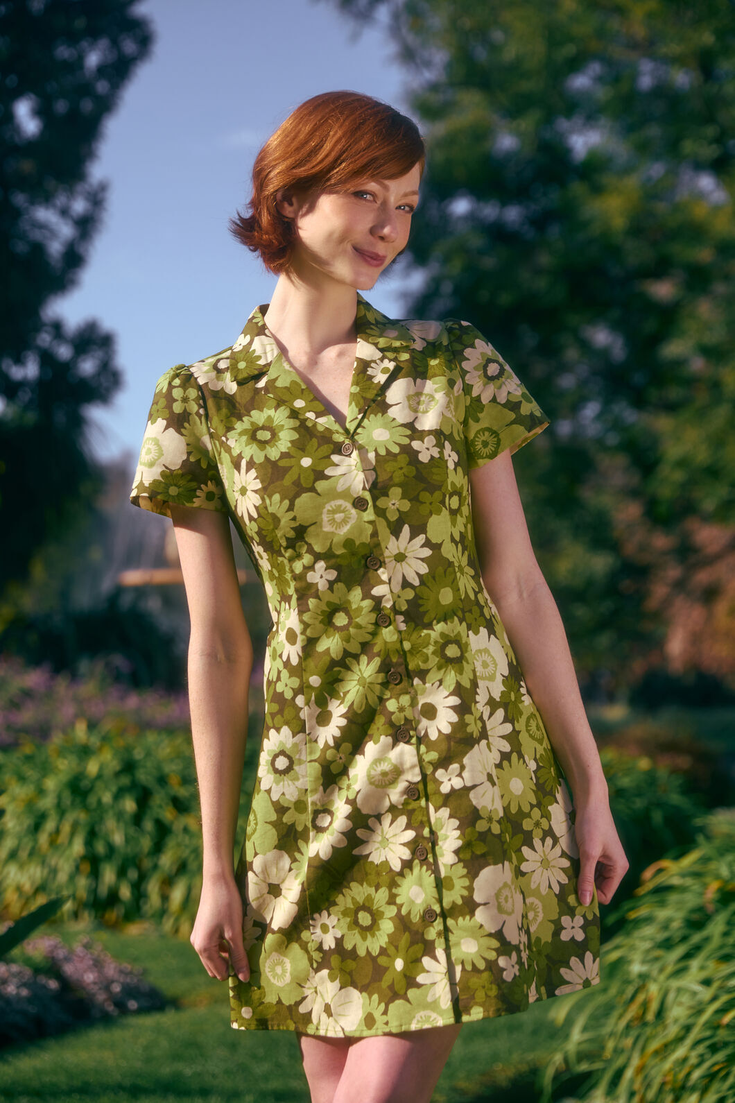 Princess Highway - Twiggy Floral Shirt Dress - olive-green
