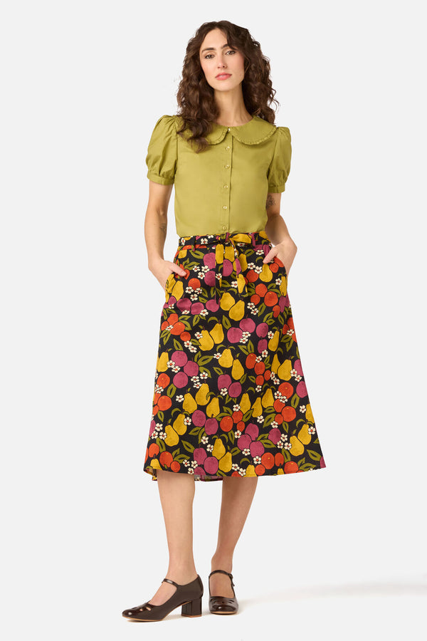 Princess Highway - Fancy Fruit Midi Skirt - navy