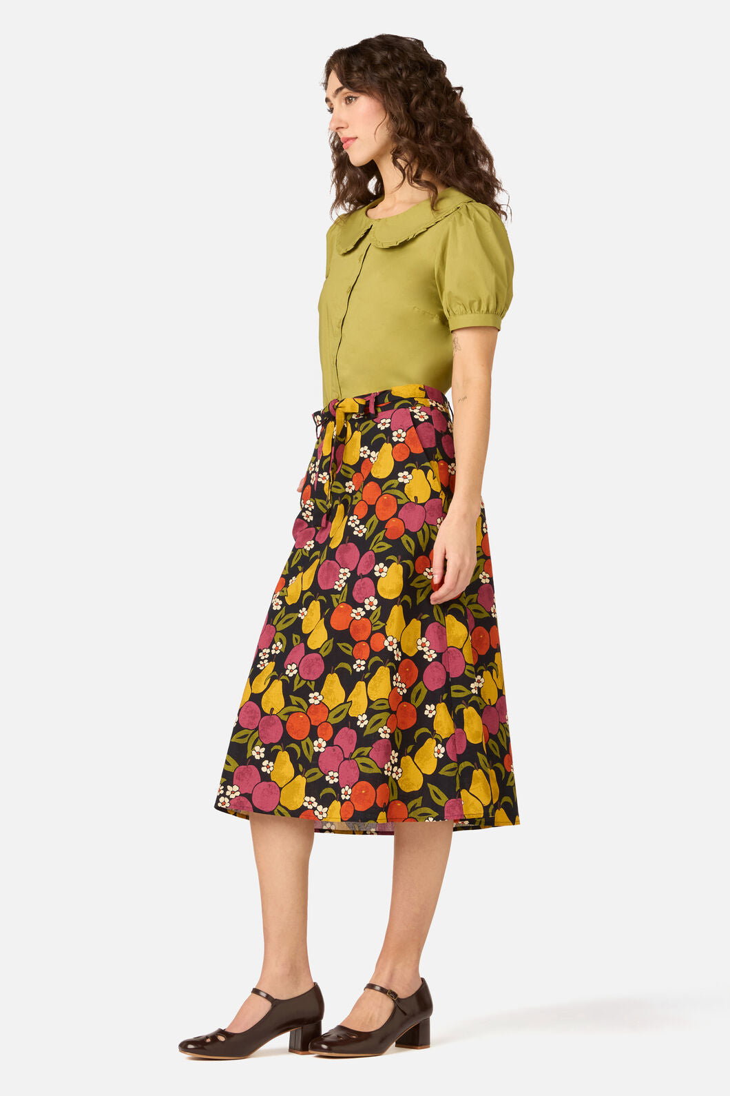 Princess Highway - Fancy Fruit Midi Skirt - navy