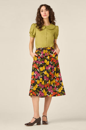 Princess Highway - Fancy Fruit Midi Skirt - navy