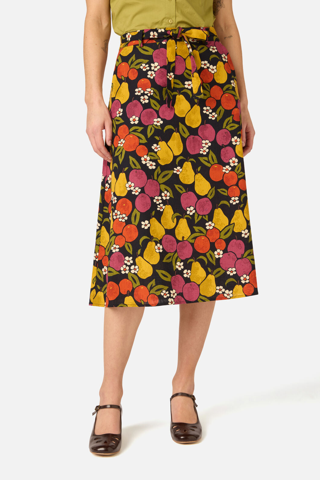 Princess Highway - Fancy Fruit Midi Skirt - navy