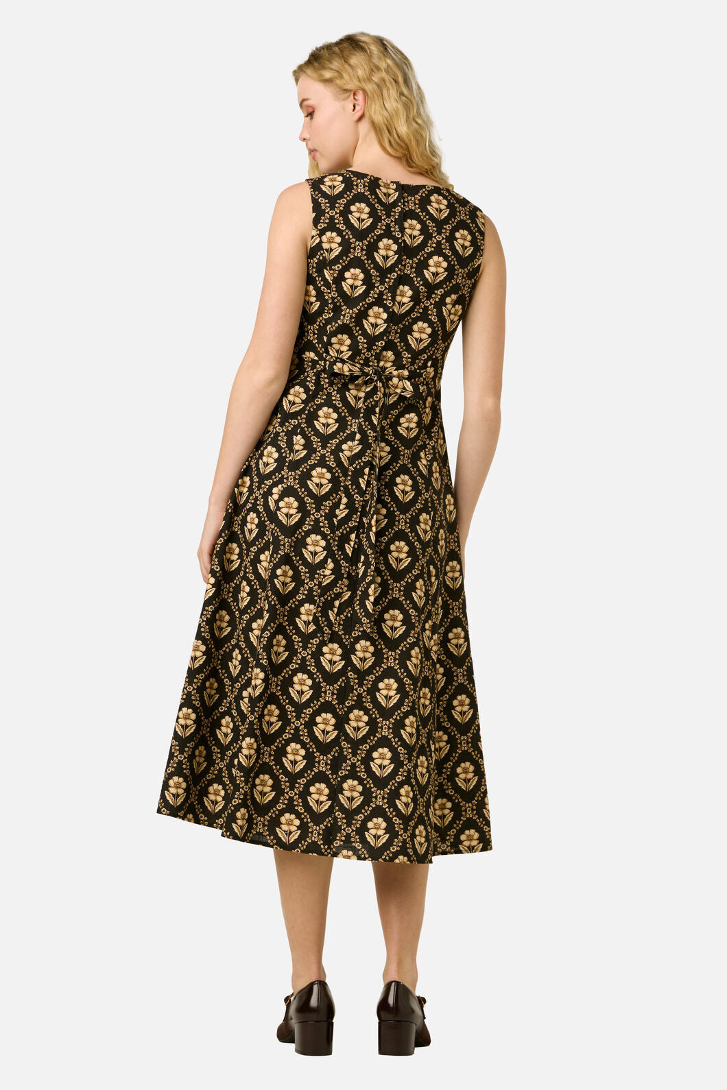 Princess Highway - Luxe Fleur Geo Midi Dress - black-cream