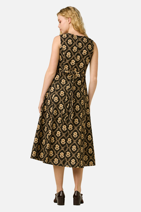 Princess Highway - Luxe Fleur Geo Midi Dress - black-cream