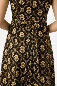 Princess Highway - Luxe Fleur Geo Midi Dress - black-cream