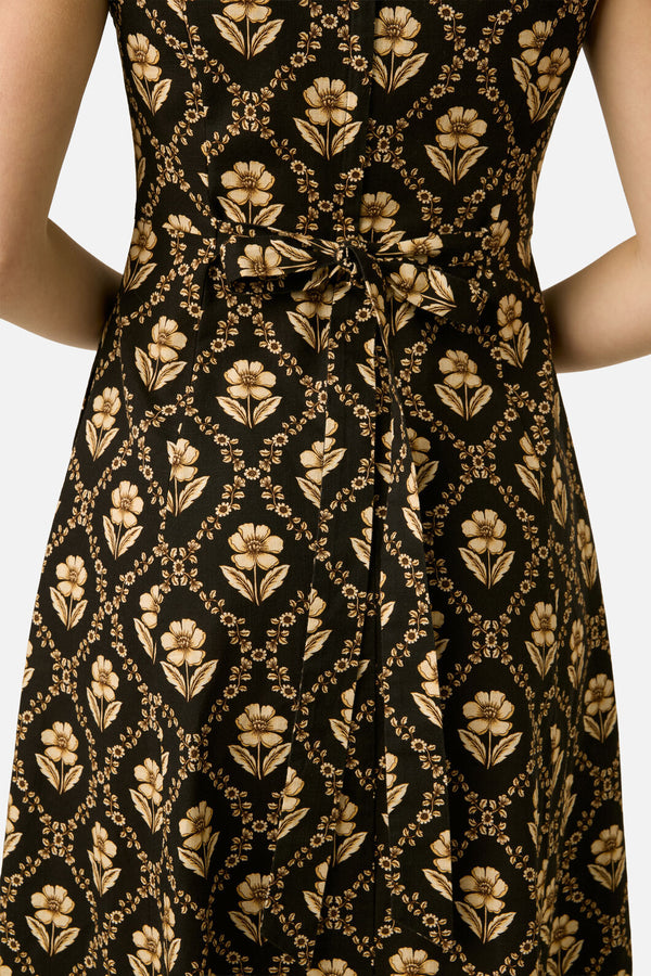 Princess Highway - Luxe Fleur Geo Midi Dress - black-cream
