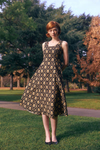 Princess Highway - Luxe Fleur Geo Midi Dress - black-cream