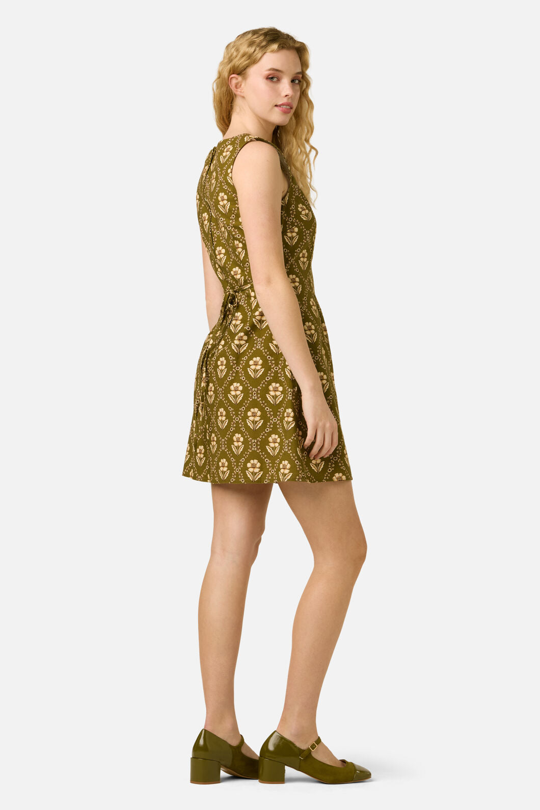 Princess Highway - Luxe Fleur Geo Mini Dress - olive-cream