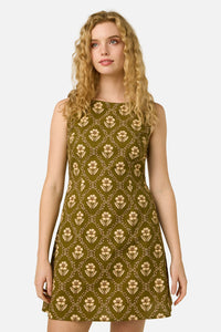 Princess Highway - Luxe Fleur Geo Mini Dress - olive-cream