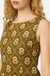 Princess Highway - Luxe Fleur Geo Mini Dress - olive-cream