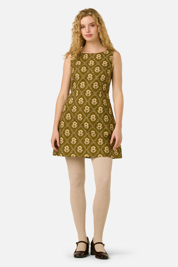 Princess Highway - Luxe Fleur Geo Mini Dress - olive-cream