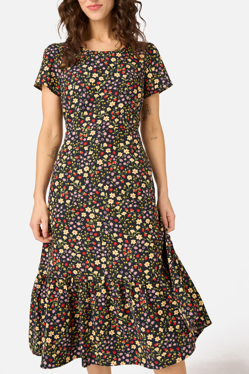 Princess Highway - Ditsy Ladybug Midi Dress - navy