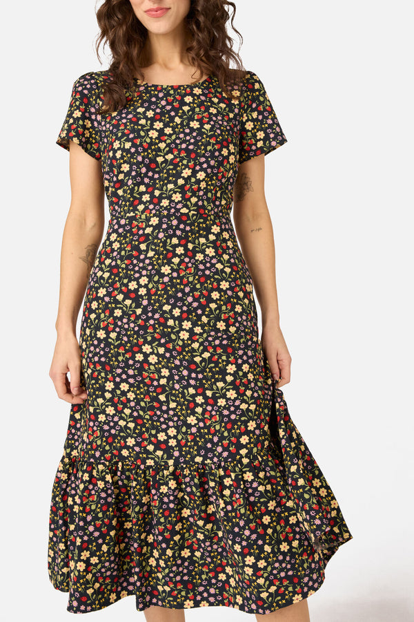 Princess Highway - Ditsy Ladybug Midi Dress - navy