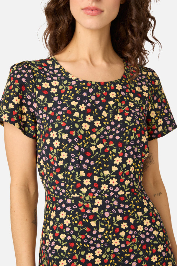 Princess Highway - Ditsy Ladybug Midi Dress - navy