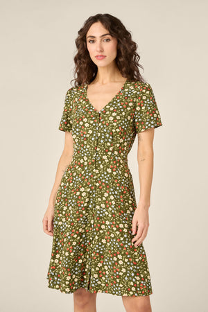 Princess Highway - Ditsy Ladybug A-Line Dress - green