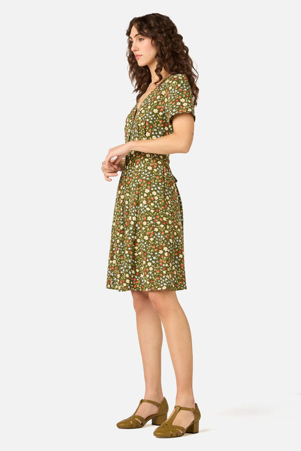 Princess Highway - Ditsy Ladybug A-Line Dress - green