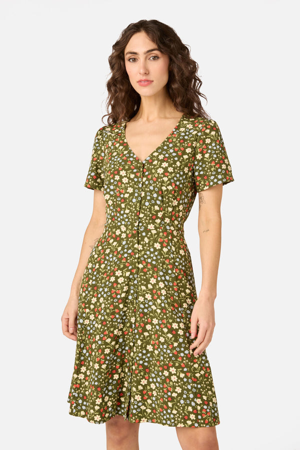 Princess Highway - Ditsy Ladybug A-Line Dress - green
