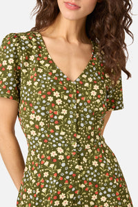 Princess Highway - Ditsy Ladybug A-Line Dress - green