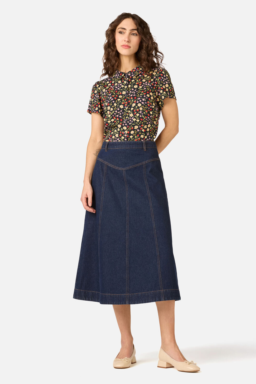 Princess Highway - Ditsy Ladybug Floral Blouse - navy