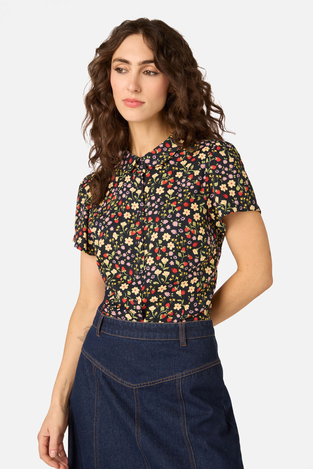 Princess Highway - Ditsy Ladybug Floral Blouse - navy