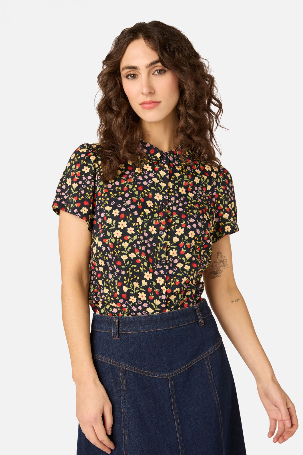 Princess Highway - Ditsy Ladybug Floral Blouse - navy