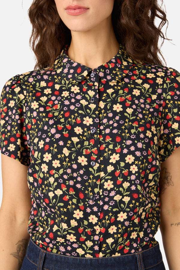 Princess Highway - Ditsy Ladybug Floral Blouse - navy