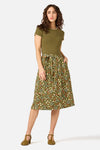 Princess Highway - Ditsy Ladybug Midi Skirt - green