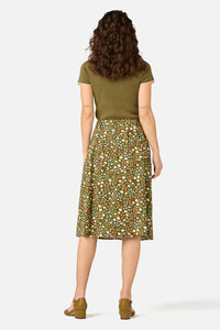 Princess Highway - Ditsy Ladybug Midi Skirt - green