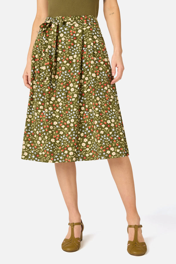 Princess Highway - Ditsy Ladybug Midi Skirt - green
