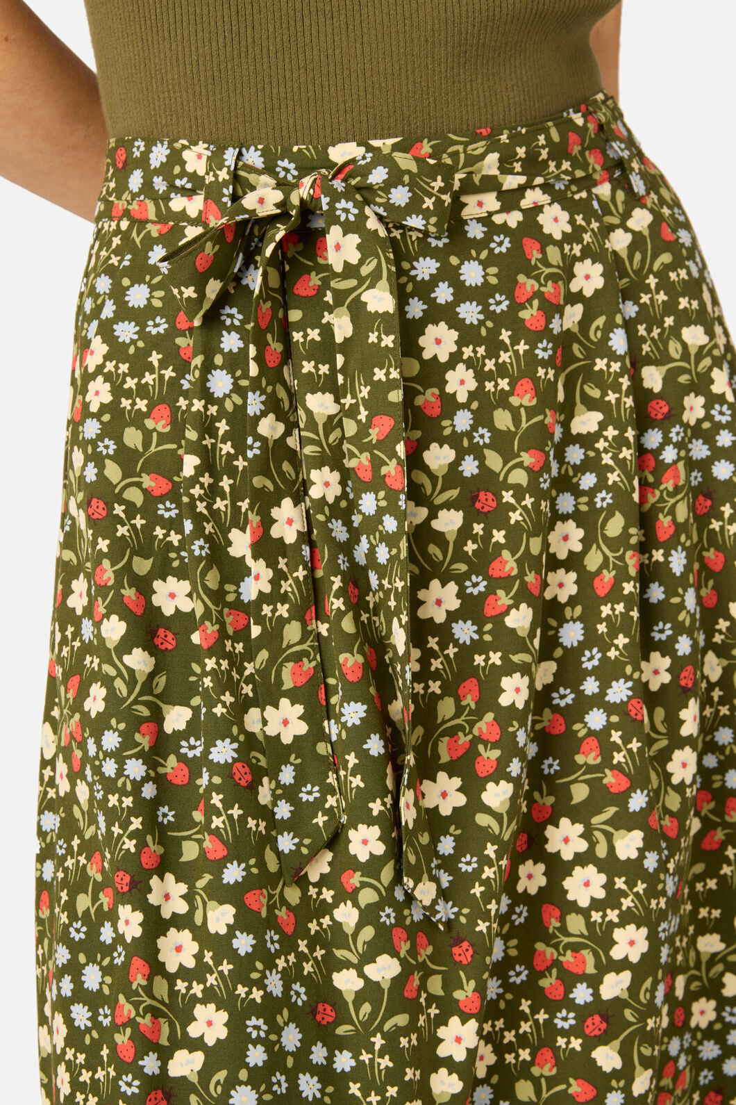 Princess Highway - Ditsy Ladybug Midi Skirt - green