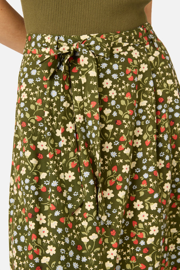 Princess Highway - Ditsy Ladybug Midi Skirt - green