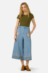 Princess Highway - Kangaroo Embroidered Culotte - blue-denim