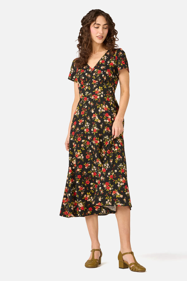 Princess Highway - Posy Floral Midi Dress - black
