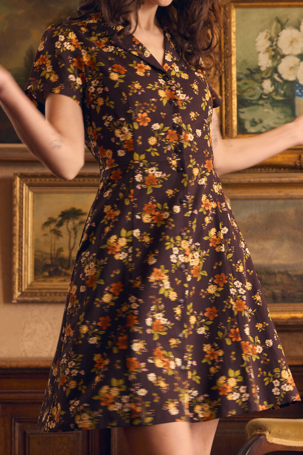 Princess Highway - Posy Floral Mini Dress - chocolate