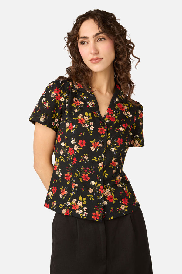 Princess Highway - Posy Floral Blouse - black