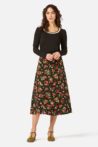 Princess Highway - Posy Floral Midi Skirt - black