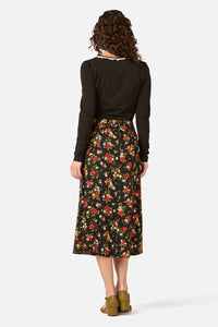 Princess Highway - Posy Floral Midi Skirt - black
