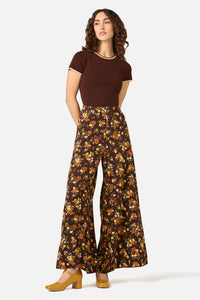 Princess Highway - Posy Floral Wide Leg Pant - chocolate