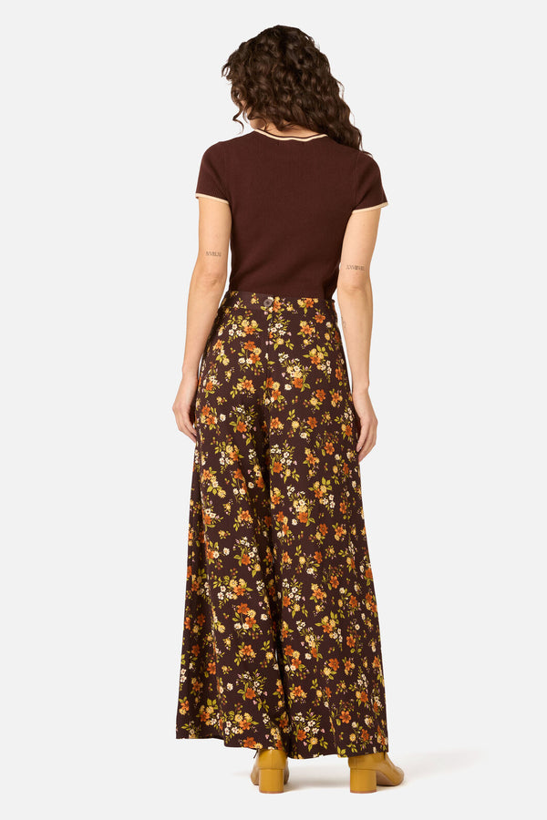 Princess Highway - Posy Floral Wide Leg Pant - chocolate