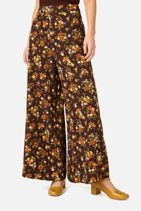 Princess Highway - Posy Floral Wide Leg Pant - chocolate