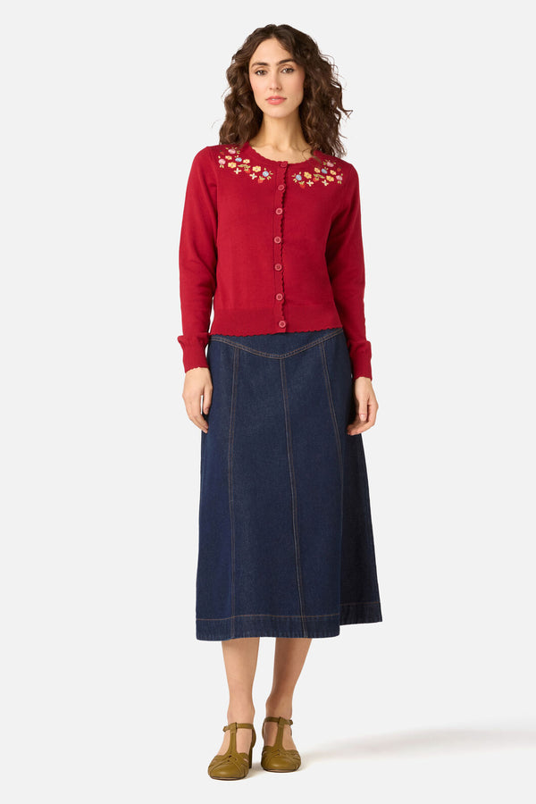 Princess Highway - Ladybug Embroidered Cardigan - red