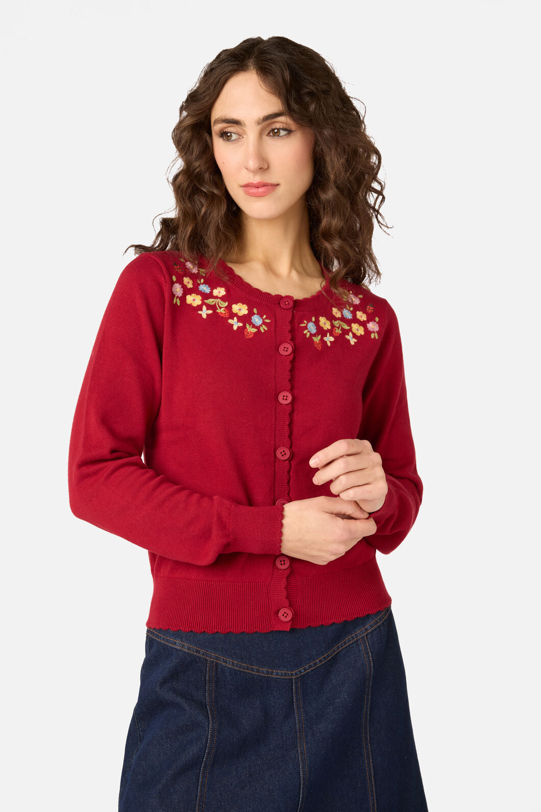 Princess Highway - Ladybug Embroidered Cardigan - red