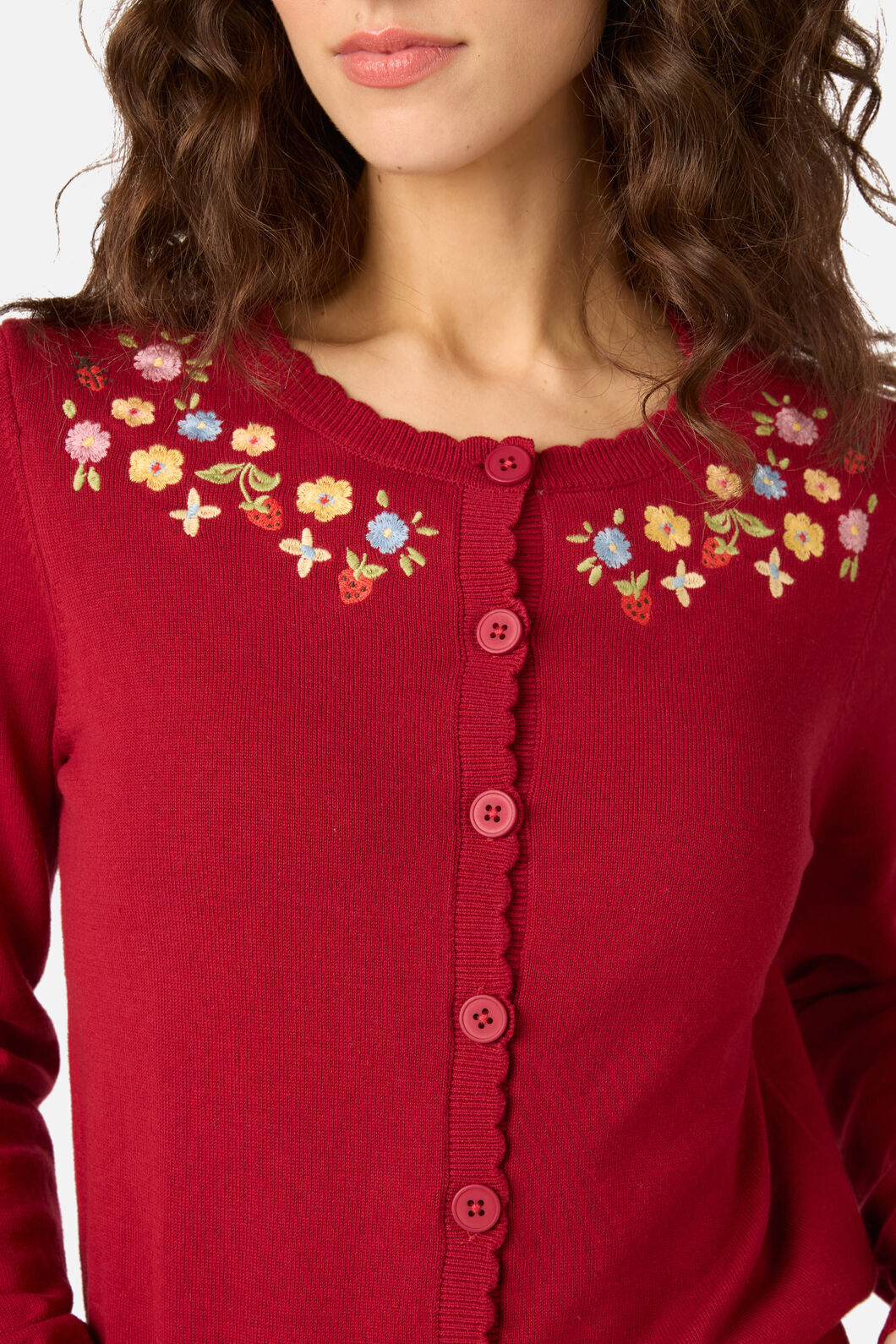 Princess Highway - Ladybug Embroidered Cardigan - red