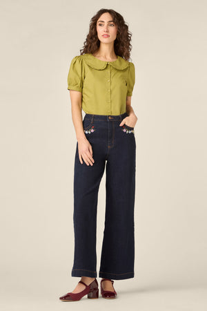 Princess Highway - Ladybug Embroidered Jean - blue-denim